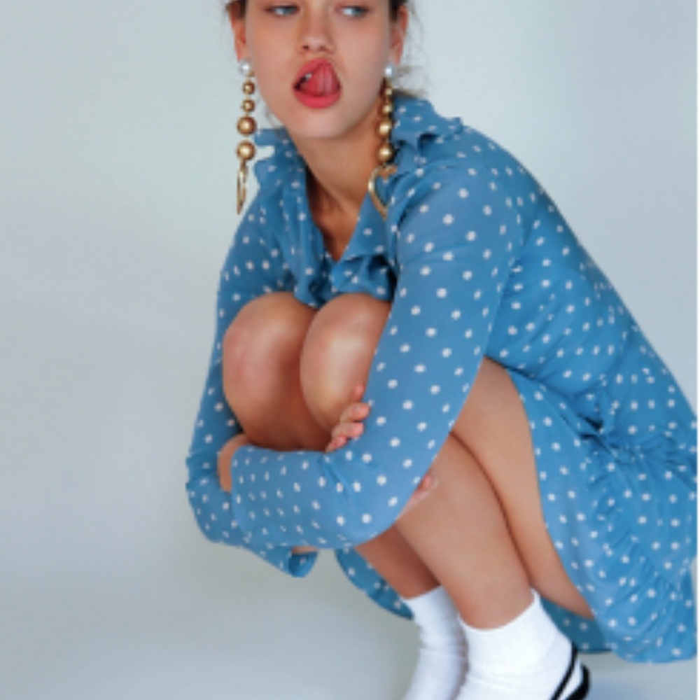 Realisation The Alexandra Dress - Dusty Blue Spot